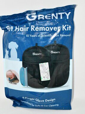GRENTY Pet Hair Removal Gloves, 2 PCS, Electrostatic Fur Remover, Black, NWT